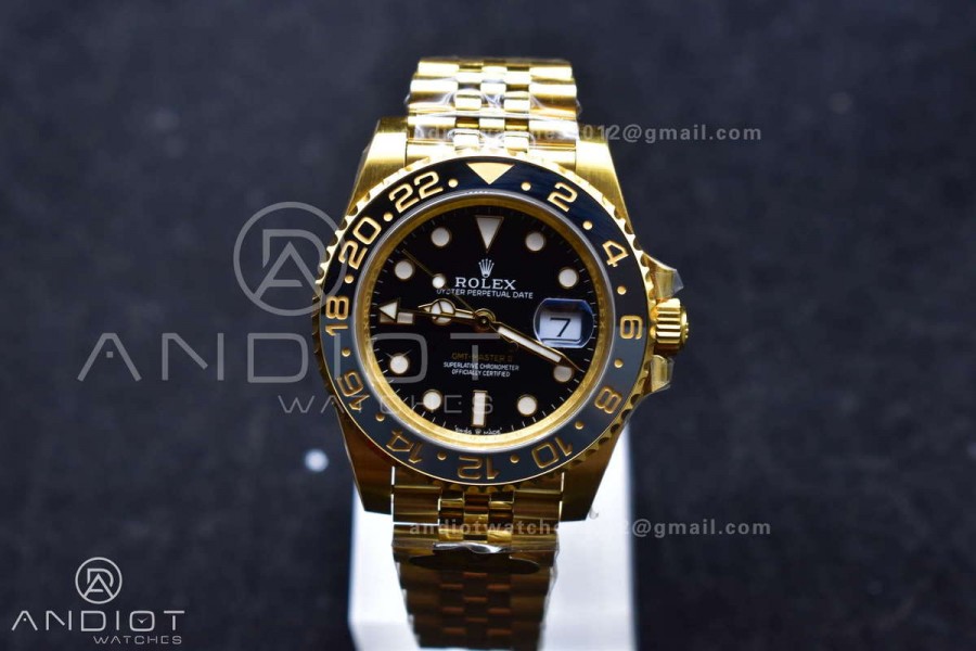 GMT Master II 126718 GRNR Gain Weight Gold Factory 1:1 Best Edition Black Dial on YG Jubilee Bracelet VR3285 CHS