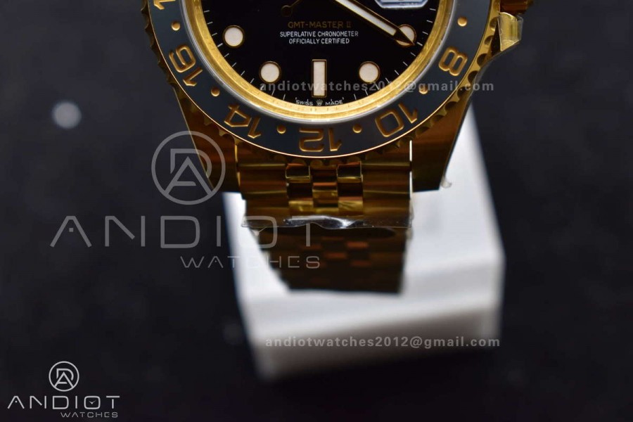 GMT Master II 126718 GRNR Gain Weight Gold Factory 1:1 Best Edition Black Dial on YG Jubilee Bracelet VR3285 CHS