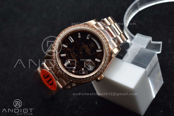 DayDate 40 RG JDF 904L Steel Meteorite Dial Crysta...