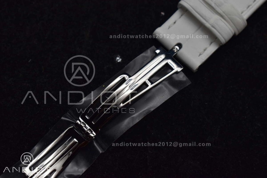 Lady Royal Oak 33mm 67651 SS/Diamond Bezel V7F 1:1 White Textured Dial On White Croco Leather Strap Ronda Quartz to AP Cal.2713