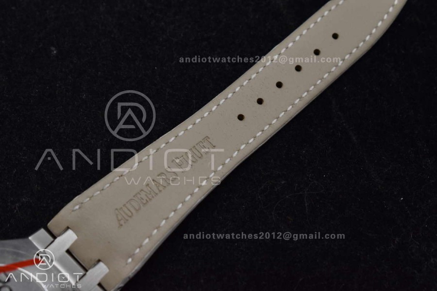 Lady Royal Oak 33mm 67651 SS/Diamond Bezel V7F 1:1 White Textured Dial On White Croco Leather Strap Ronda Quartz to AP Cal.2713