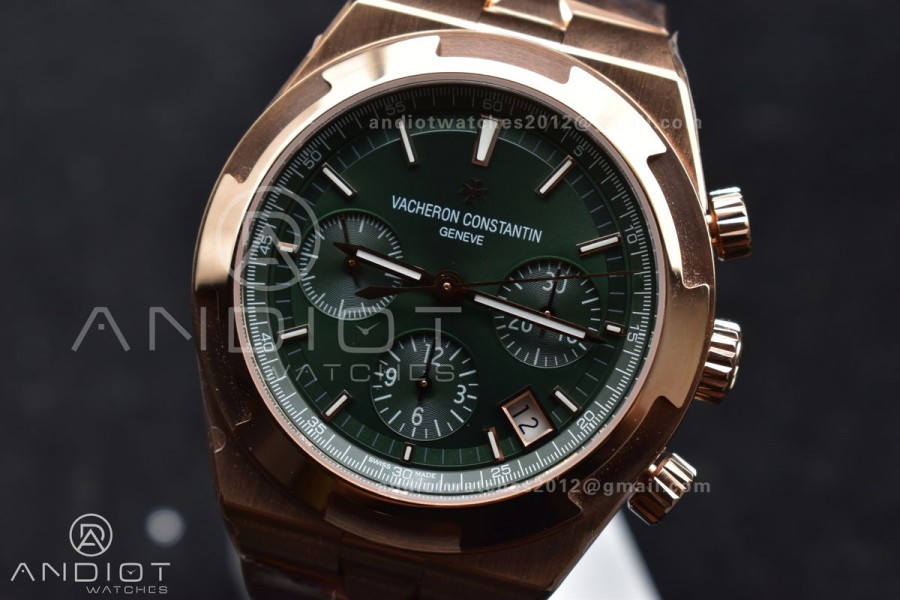 Overseas 5500V Chrono RG 8F 1:1 Best Edition Green Dial on RG Bracelet A5200