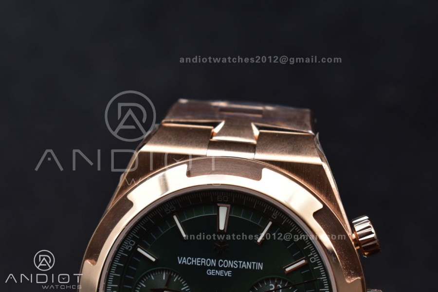 Overseas 5500V Chrono RG 8F 1:1 Best Edition Green Dial on RG Bracelet A5200
