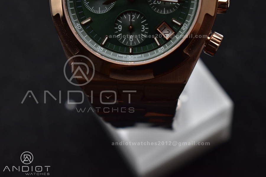 Overseas 5500V Chrono RG 8F 1:1 Best Edition Green Dial on RG Bracelet A5200