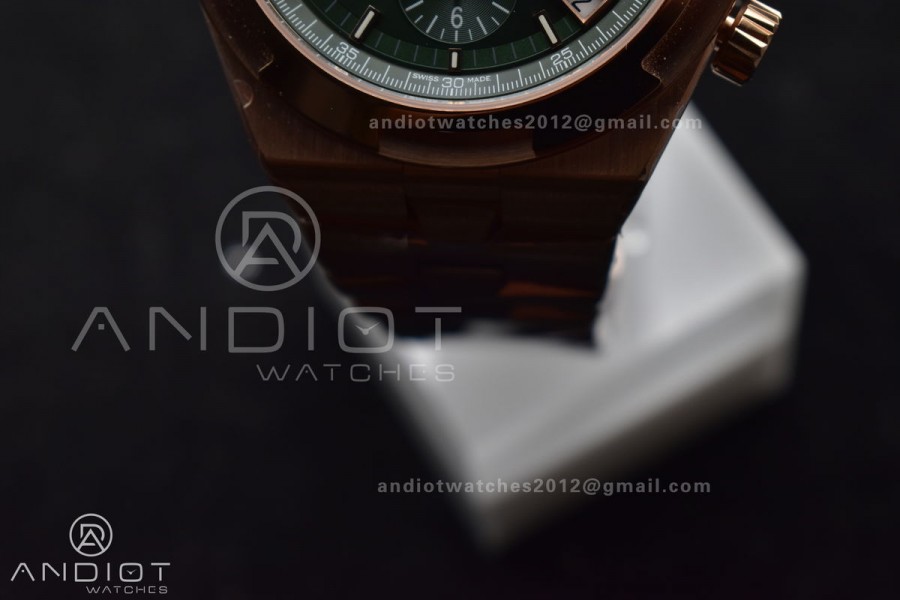 Overseas 5500V Chrono RG 8F 1:1 Best Edition Green Dial on RG Bracelet A5200
