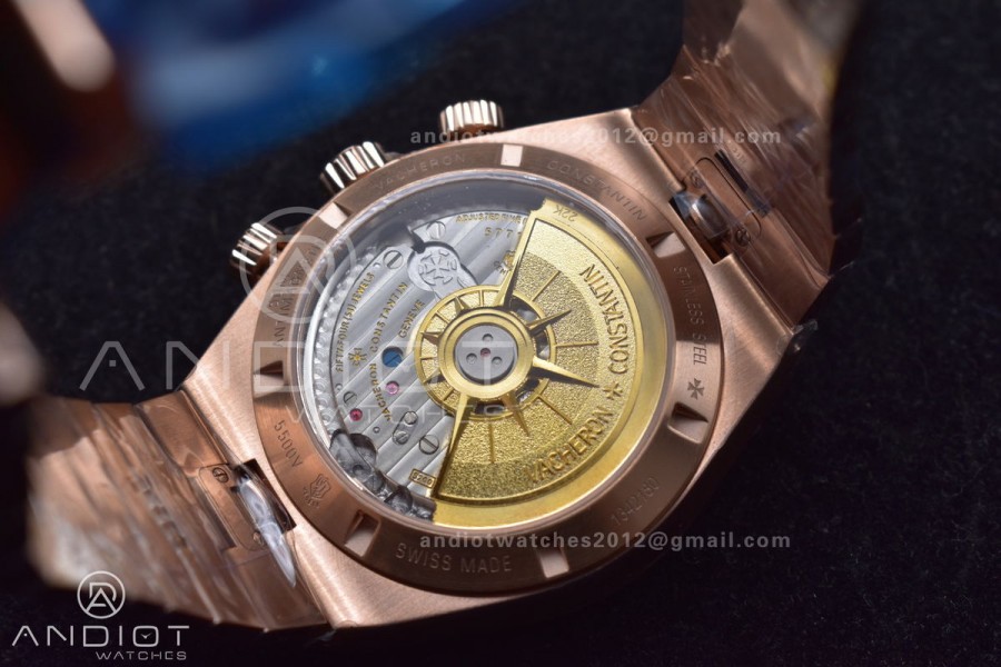 Overseas 5500V Chrono RG 8F 1:1 Best Edition Green Dial on RG Bracelet A5200
