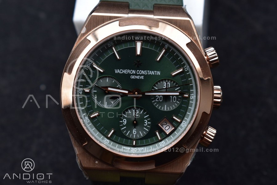 Overseas 5500V Chrono RG 8F 1:1 Best Edition Green Dial on Green Rubber Strap A5200