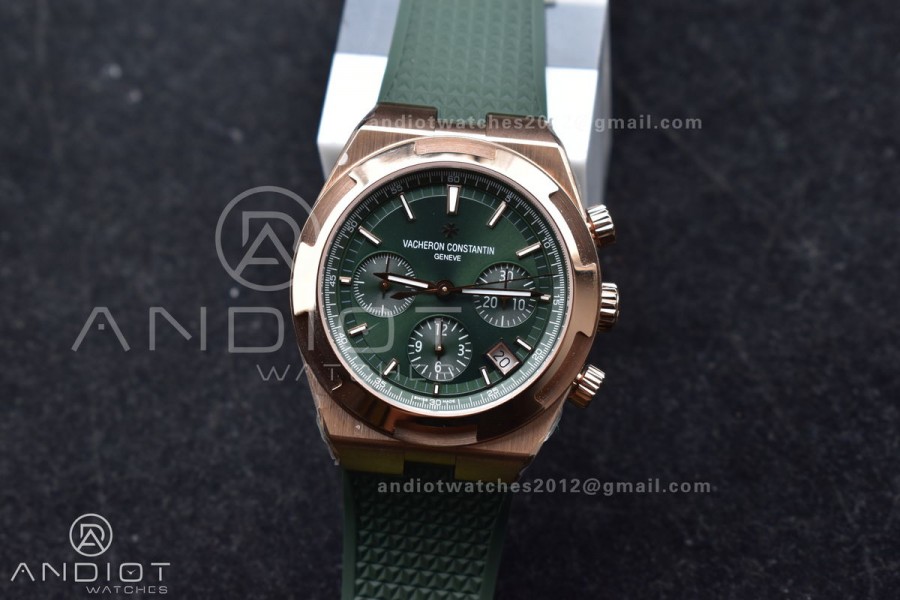 Overseas 5500V Chrono RG 8F 1:1 Best Edition Green Dial on Green Rubber Strap A5200
