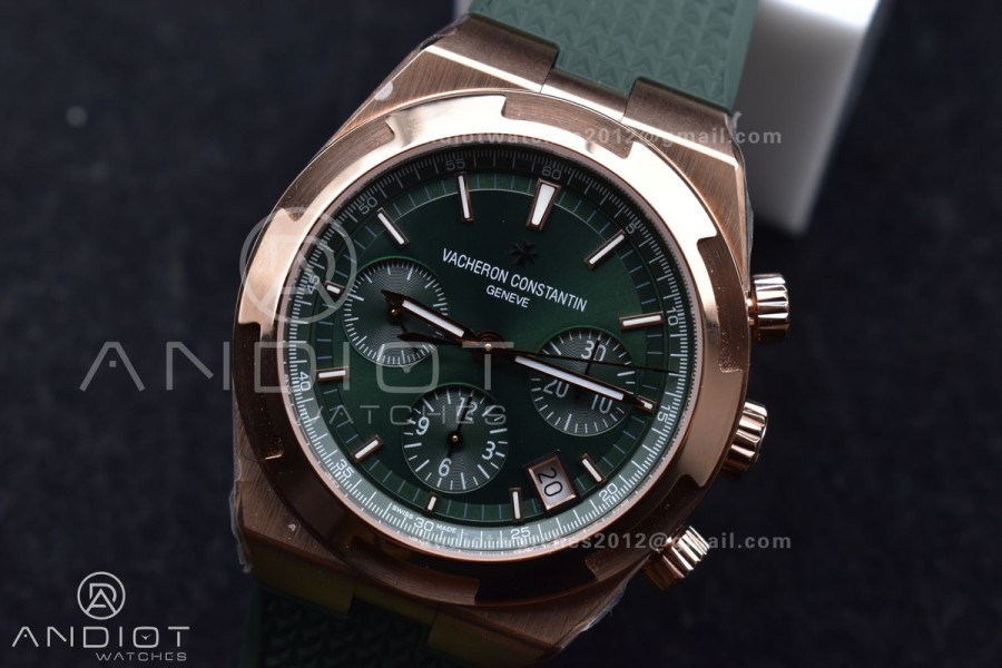 Overseas 5500V Chrono RG 8F 1:1 Best Edition Green Dial on Green Rubber Strap A5200
