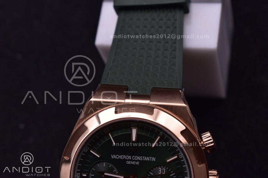 Overseas 5500V Chrono RG 8F 1:1 Best Edition Green Dial on Green Rubber Strap A5200