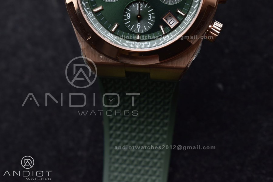 Overseas 5500V Chrono RG 8F 1:1 Best Edition Green Dial on Green Rubber Strap A5200