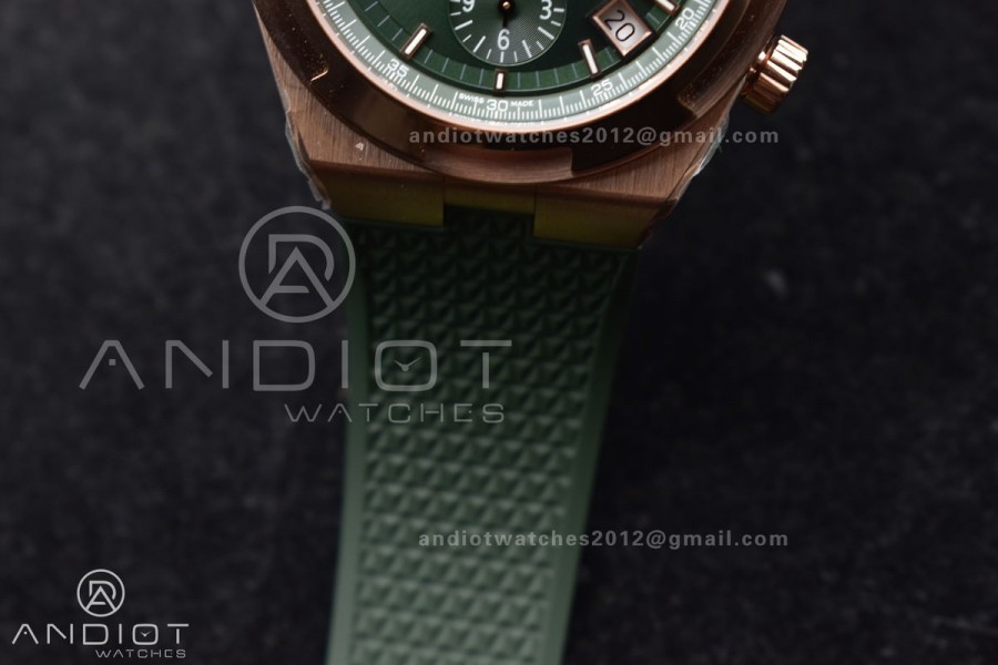 Overseas 5500V Chrono RG 8F 1:1 Best Edition Green Dial on Green Rubber Strap A5200