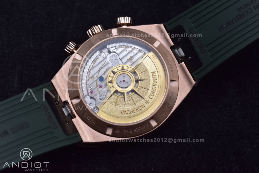 Overseas 5500V Chrono RG 8F 1:1 Best Edition Green Dial on Green Rubber Strap A5200