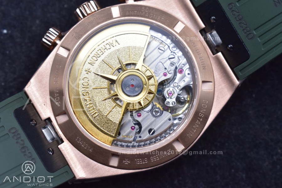 Overseas 5500V Chrono RG 8F 1:1 Best Edition Green Dial on Green Rubber Strap A5200