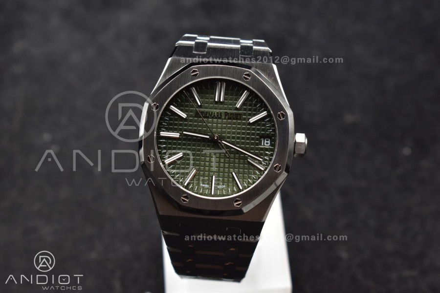 Royal Oak 41mm 15510 "50th Anniversary" SS ZF 1:1 Best Edition Green Textured Dial On SS Bracelet A4302