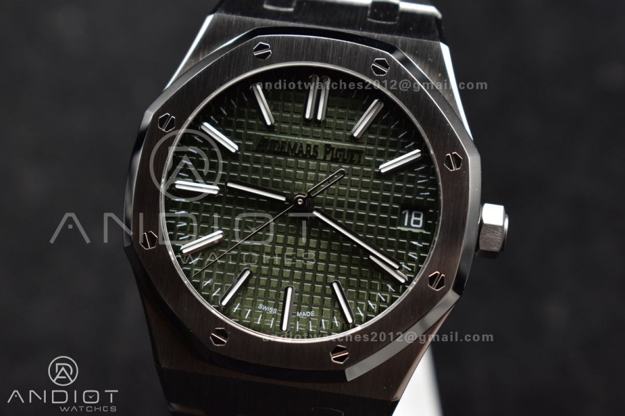 Royal Oak 41mm 15510 "50th Anniversary" SS ZF 1:1 Best Edition Green Textured Dial On SS Bracelet A4302