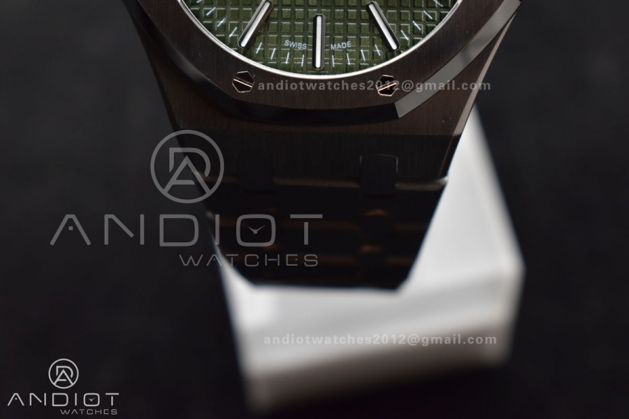 Royal Oak 41mm 15510 "50th Anniversary" SS ZF 1:1 Best Edition Green Textured Dial On SS Bracelet A4302