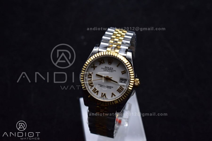 DateJust 31 Ladies 278271 GSF 316L Steel White Dial Roman Markers on YG President Bracelet