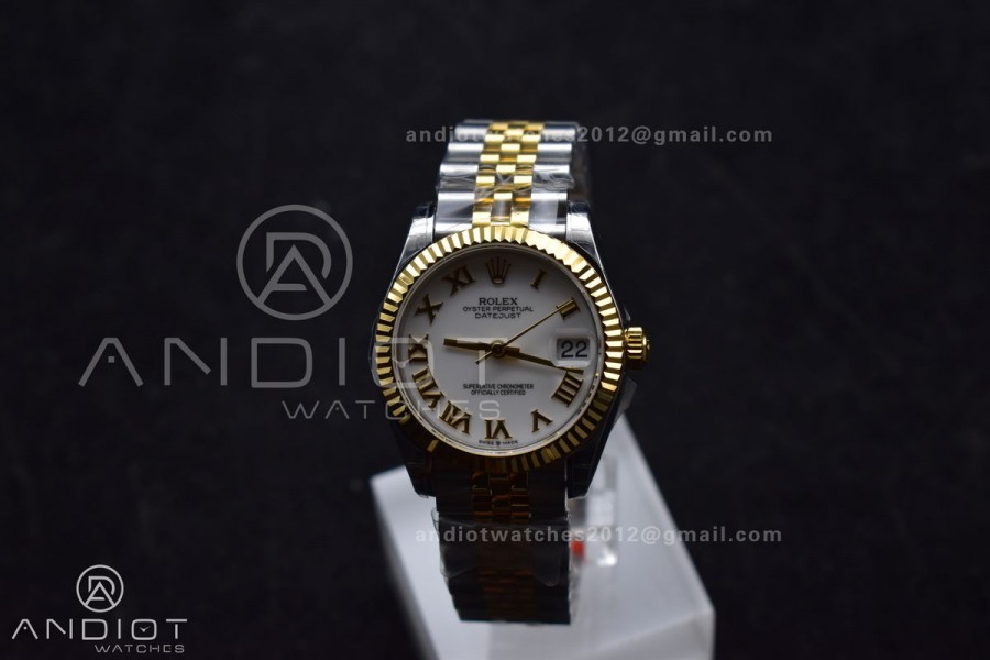 DateJust 31 Ladies 278271 GSF 316L Steel White Dial Roman Markers on YG President Bracelet