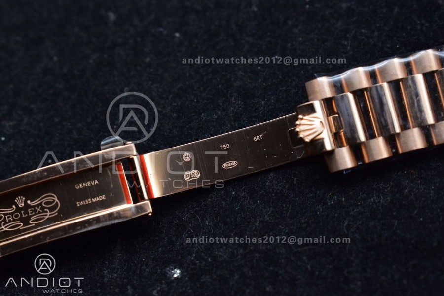 DayDate 36 RG QF Best Edition 904L Steel Grey Dial with Square Diamond on President Bracelet vr3255 V5 (Gain Weight)