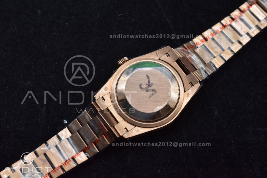 DayDate 36 RG QF Best Edition 904L Steel Silver Dial with Square Diamond on President Bracelet vr3255 V5 (Gain Weight)