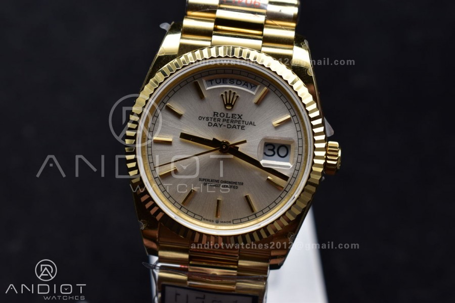 DayDate 36 YG QF Best Edition 904L Steel Silver Dial on President Bracelet vr3255 V5 (Gain Weight)