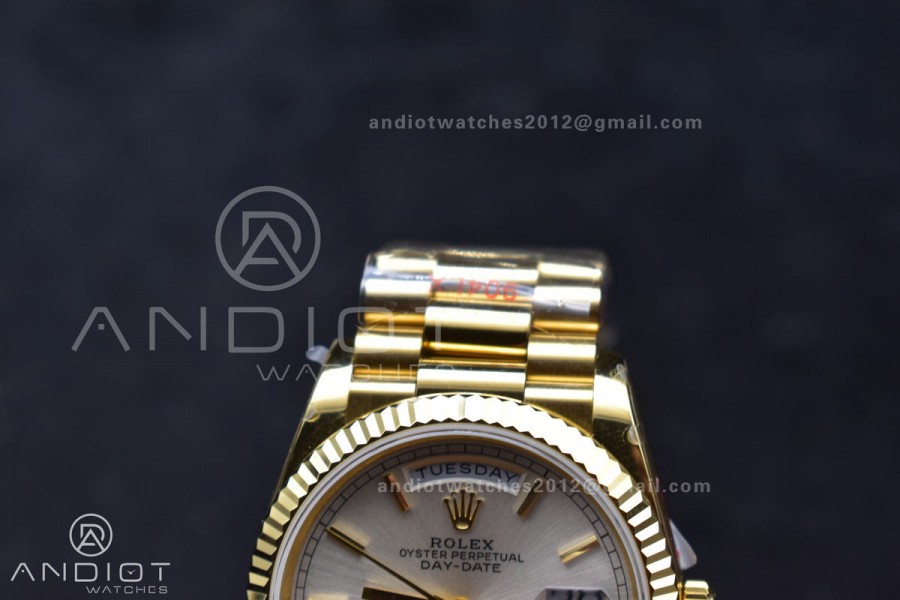 DayDate 36 YG QF Best Edition 904L Steel Silver Dial on President Bracelet vr3255 V5 (Gain Weight)