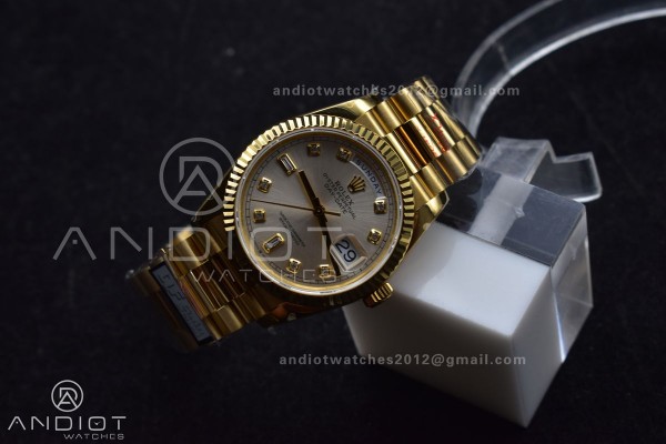 DayDate 36 YG QF Best Edition 904L Steel Silver Di...
