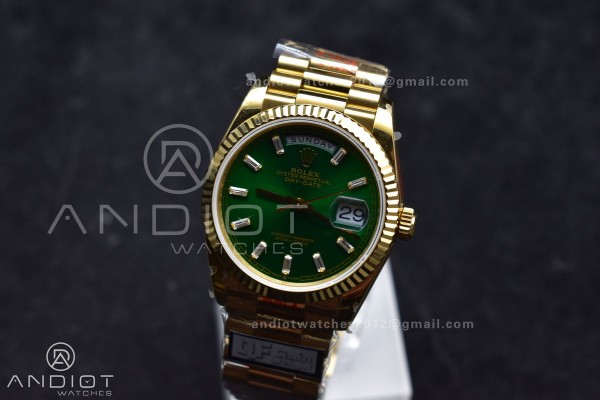 DayDate 36 YG QF Best Edition 904L Steel Green Dia...
