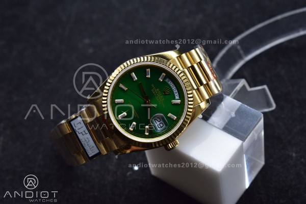 DayDate 36 YG QF Best Edition 904L Steel Green Dia...