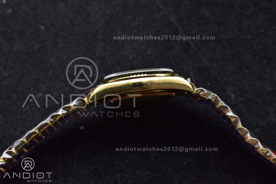 DayDate 36 YG QF Best Edition 904L Steel Gold Dial on President Bracelet vr3255 V5 (Gain Weight)