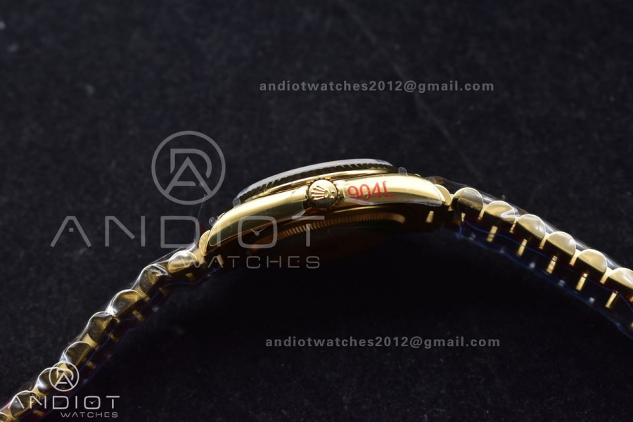 DayDate 36 YG QF Best Edition 904L Steel Gold Dial on President Bracelet vr3255 V5 (Gain Weight)