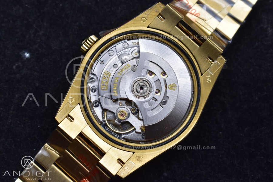 DayDate 36 YG QF Best Edition 904L Steel Gold Dial on President Bracelet vr3255 V5 (Gain Weight)