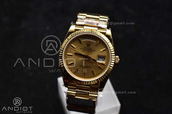 DayDate 36 YG QF Best Edition 904L Steel Gold Dial...