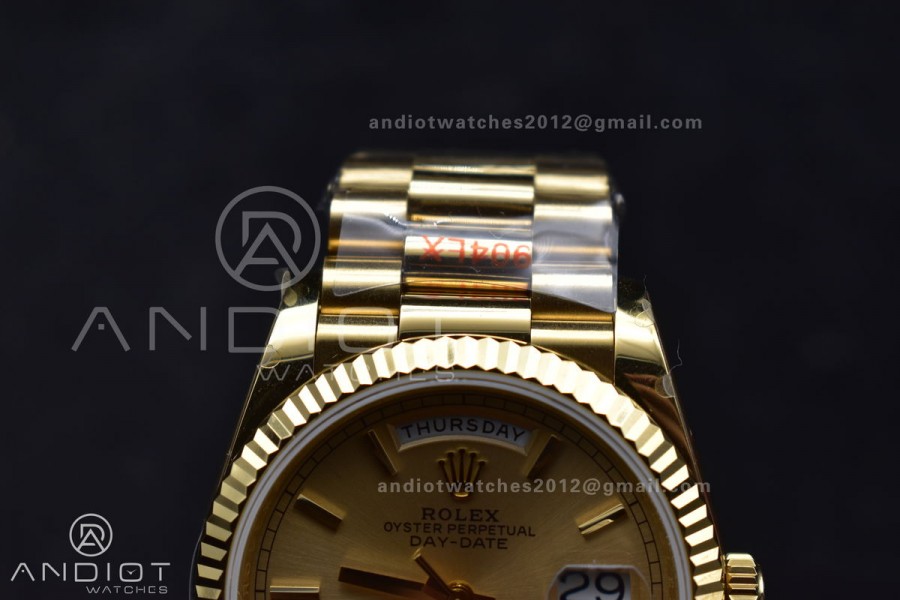 DayDate 36 YG QF Best Edition 904L Steel Gold Dial on President Bracelet vr3255 V5 (Gain Weight)