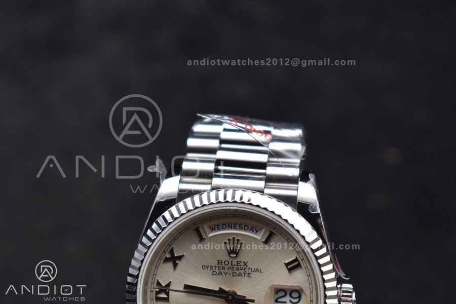 DayDate 36 SS QF Best Edition 904L Steel White Dial Roman Stick on President Bracelet vr3255 V5 (Gain Weight)
