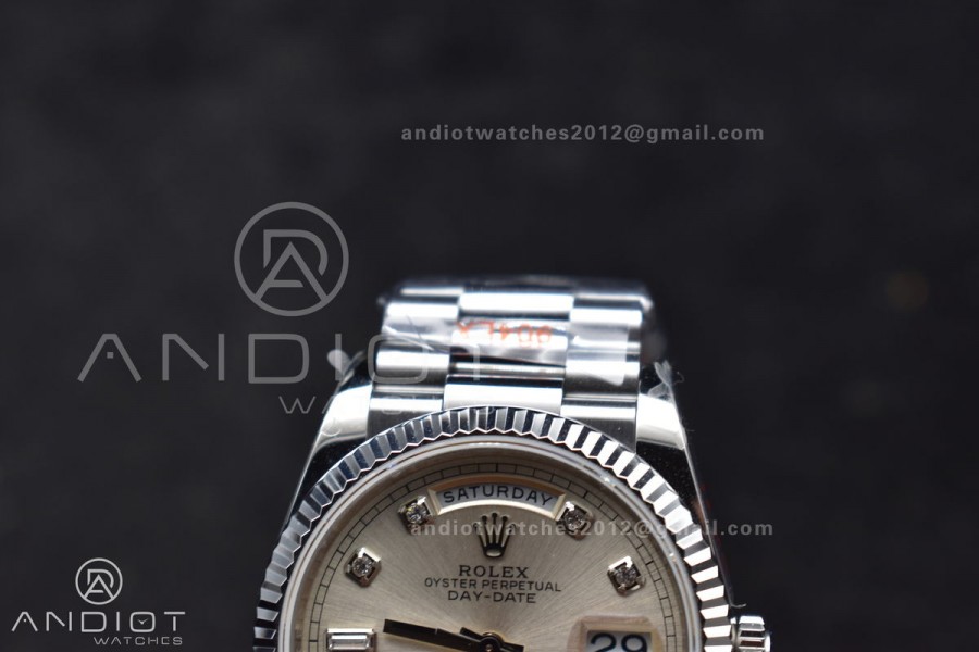 DayDate 36 SS QF Best Edition 904L Steel Silver Diamond Dial on President Bracelet vr3255 V5 (Gain Weight)