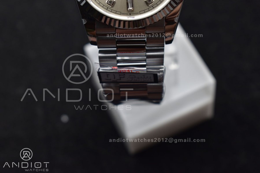 DayDate 36 SS QF Best Edition 904L Steel Silver Diamond Dial on President Bracelet vr3255 V5 (Gain Weight)