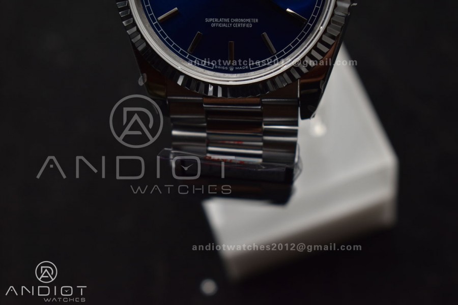 DayDate 36 SS QF Best Edition 904L Steel Blue Dial on President Bracelet vr3255 V5 (Gain Weight)