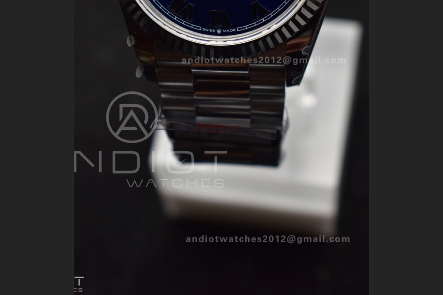 DayDate 36 SS QF Best Edition 904L Steel Blue Roman Dial on President Bracelet vr3255 V5 (Gain Weight)