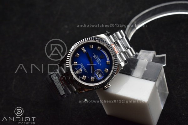 DayDate 36 SS QF Best Edition 904L Steel Blue Diam...