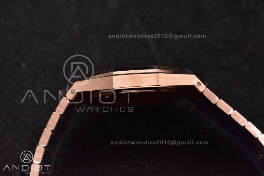 Royal Oak 41mm 15400 RG APSF 1:1 Best Edition Blue Textured Dial on RG Bracelet SA3120 Super Clone V3