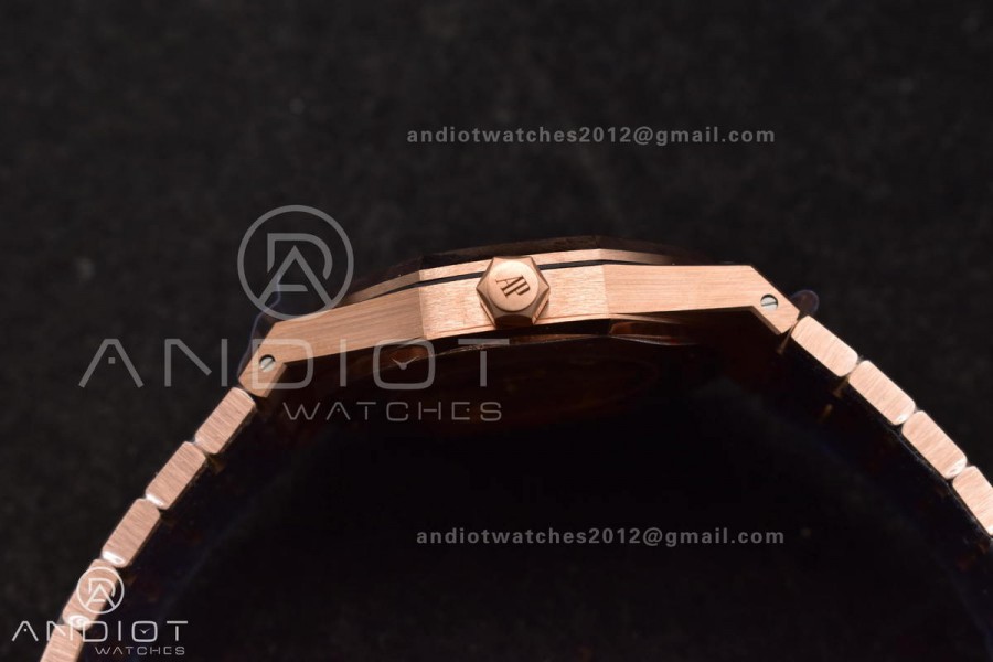 Royal Oak 41mm 15400 RG APSF 1:1 Best Edition Blue Textured Dial on RG Bracelet SA3120 Super Clone V3