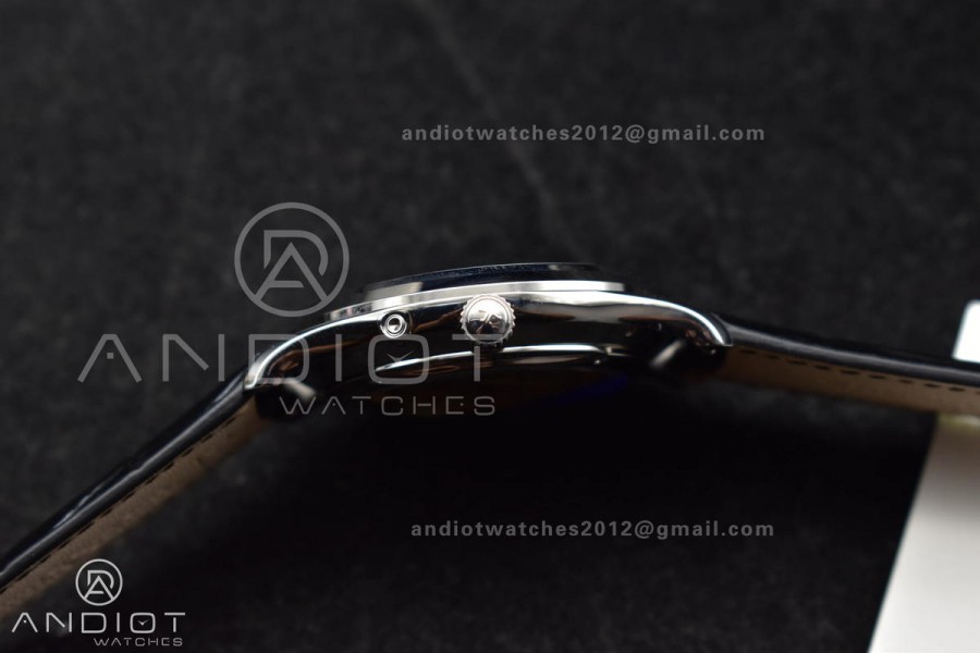 Master Ultra Thin Moon SS APSF 1:1 Best Edition Blue Dial on Black Leather Strap SA925 Super Clone