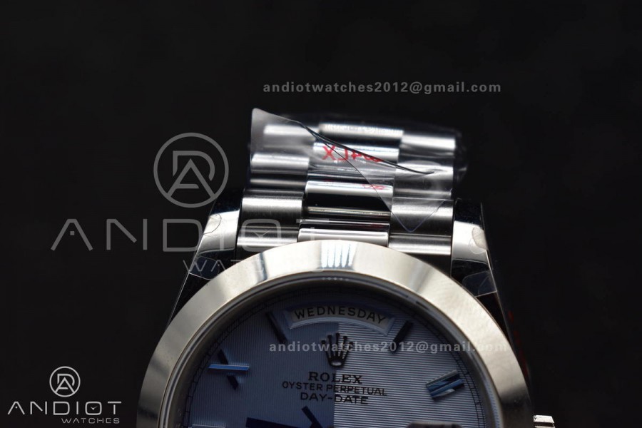 DayDate 40 GMF Tungsten Weighted 904L Steel Blue Dial Roman Markers On President Bracelet A3255 V4
