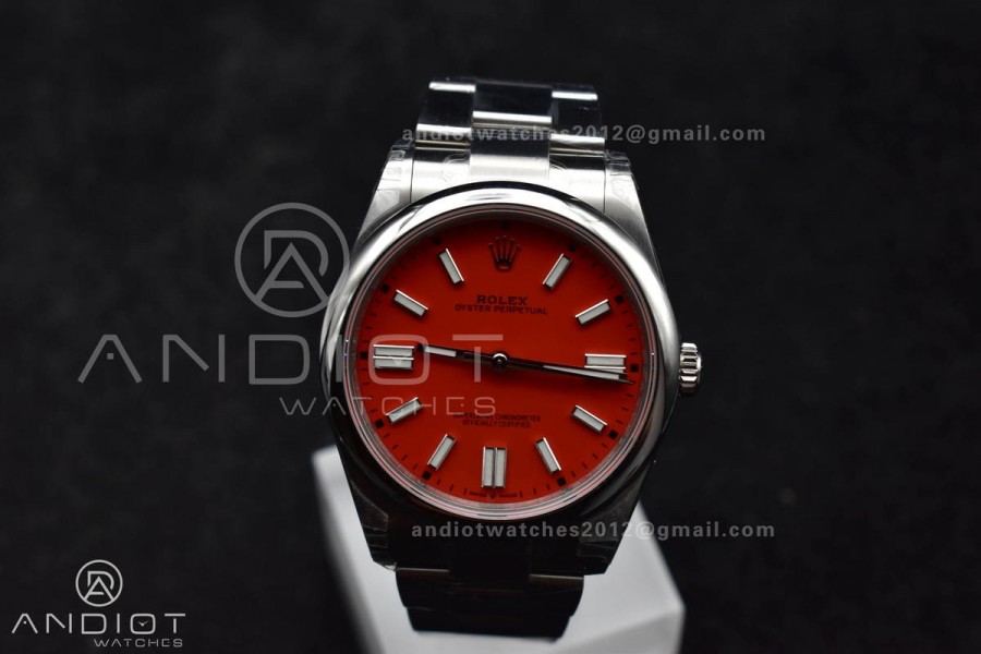 Oyster Perpetual 124300 36mm VSF 1:1 Best Edition 904L Steel Red Dial VS3230 V2
