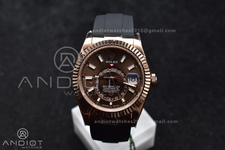 Sky-Dweller 336235 RG ZF 1:1 Best Edition Brown Dial on Oyster-flex Strap A23J (Gain Weight)