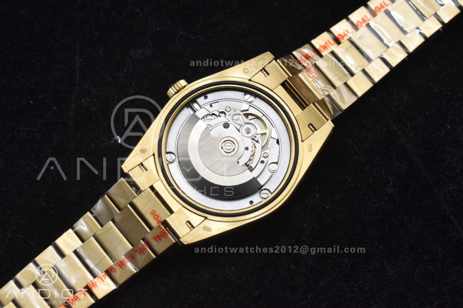 DayDate 40 RG GMF Tungsten Weighted 904L Steel Black Dial with Crystal Markers On President Bracelet A2836 V2
