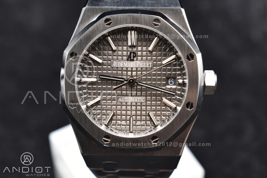 Royal Oak 37mm 15450 SS ZF 1:1 Best Edition Gray Textured Dial on SS Bracelet SA3120 Super Clone