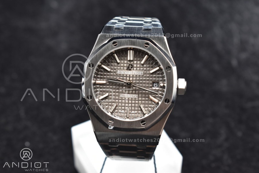 Royal Oak 37mm 15450 SS ZF 1:1 Best Edition Gray Textured Dial on SS Bracelet SA3120 Super Clone